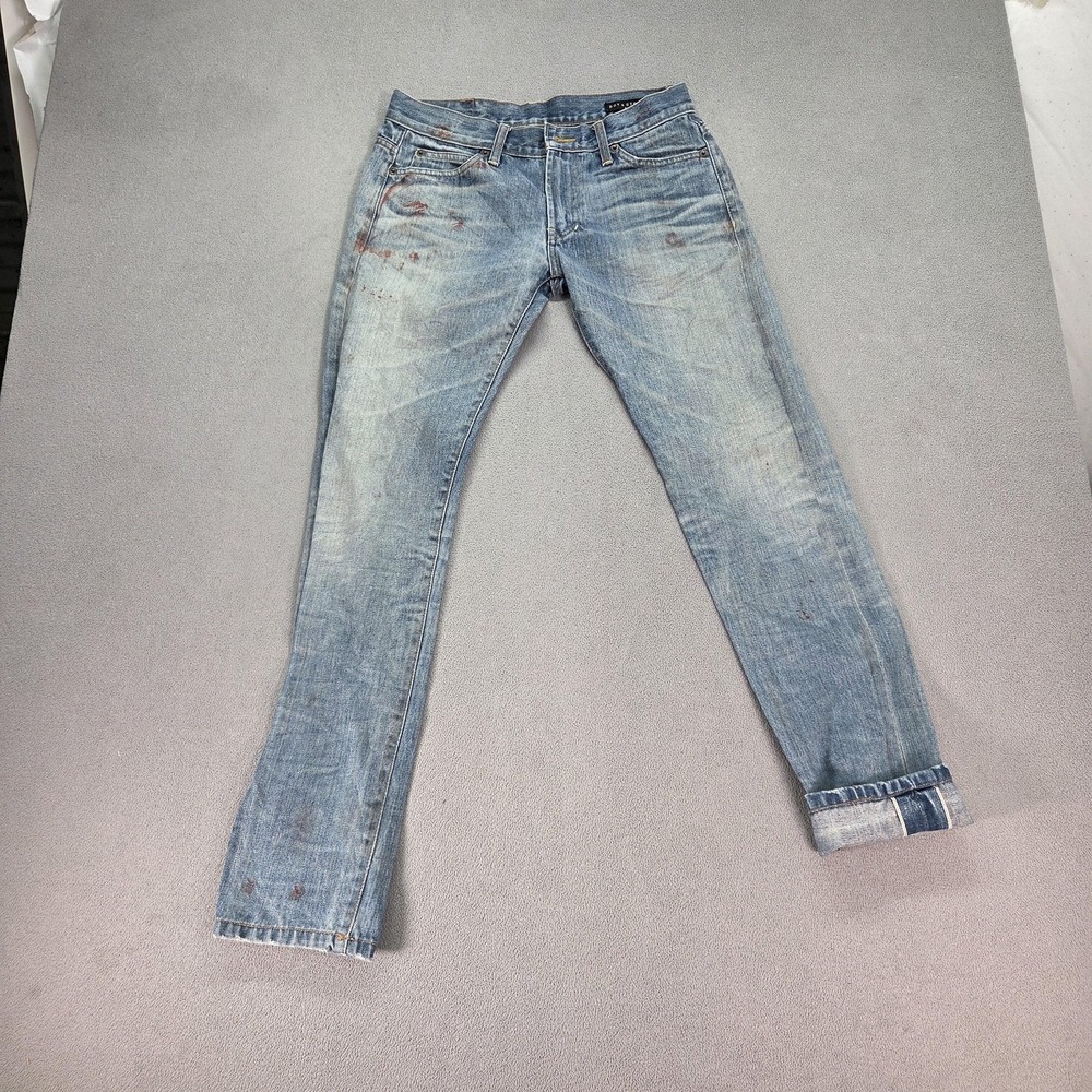 Dot Stripe Paul‎ Jeans Mens Blue Selvedge Slim Tapered Distressed Fits 28x30